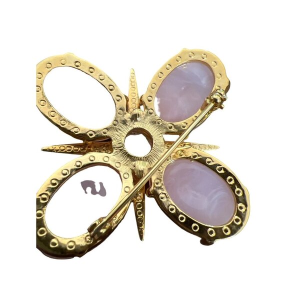 Pink Prong-set Glass Cabochon Stone Rhinestone Vintage Star Brooch Barbiecore Pi - Picture 6 of 11